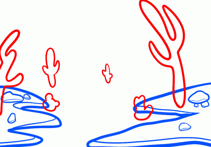 Как легко нарисовать кактус в пустыне: шаг3