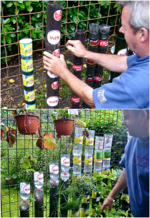 Upcycled Plastic Bottle Tower Garden