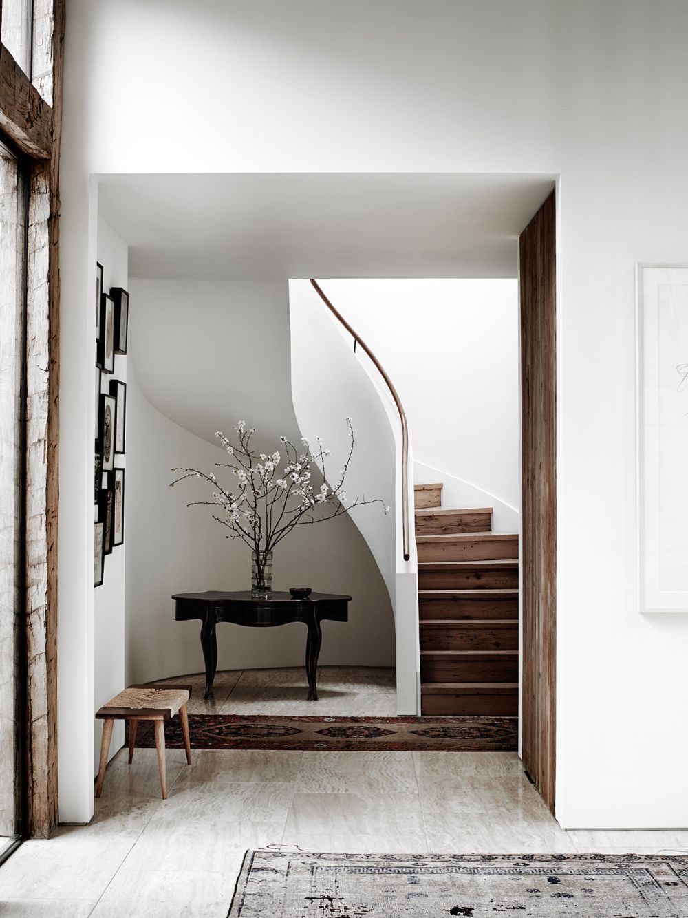 L-shaped stairs are attractive and take up less space.