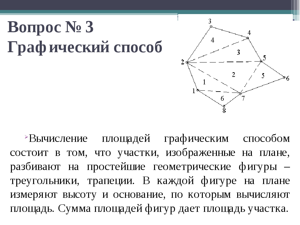 Метод площадей. Графический метод определения площади земельного участка. Графический способ определения площадей. Графический способ определения площадей участков. Графический способ вычисления площадей в геодезии.