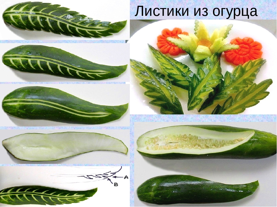 Огурцы пошагово. Карвинг из огурца. Карвинг из огурца листья. Листочки из огурца Карвинг. Лепестки из огурца.