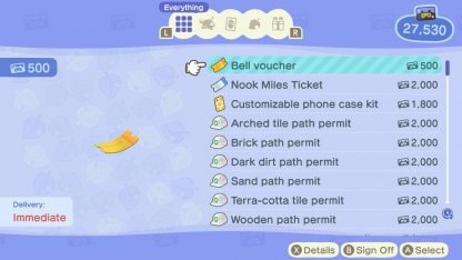 Purchase Bell Voucher With Nook Miles
