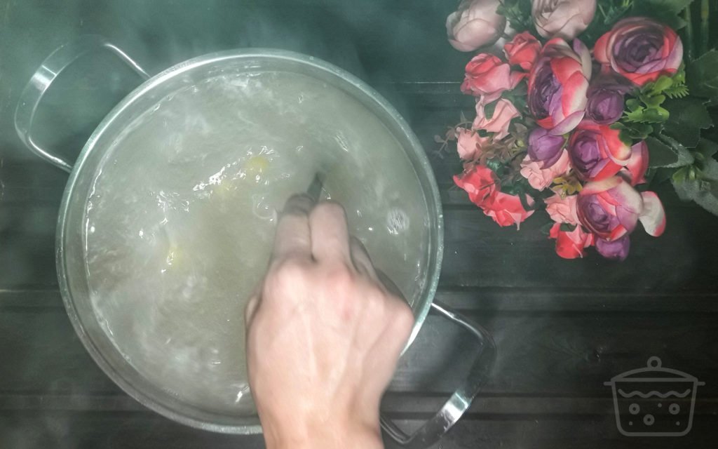 stirring the macaroni