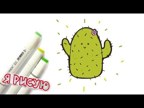 РИСУНОК KAWAII для НАЧИНАЮЩИХ / Как нарисовать милый КАКТУС / How to draw cactus