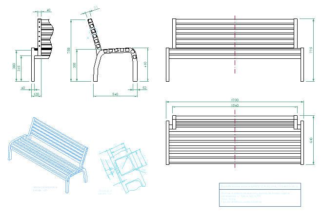 Чертеж скамейки dxf