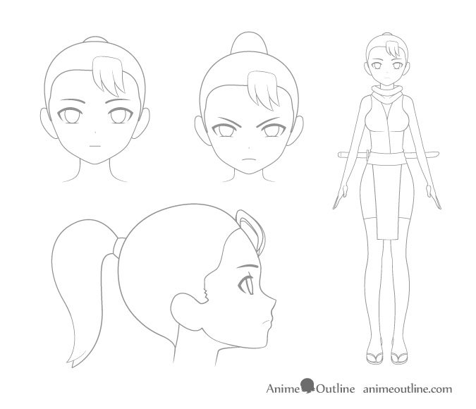 Manga or anime character sketching